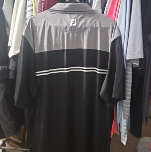 FootJoy Men’s Black & Gray Golf Polo with White Stripe